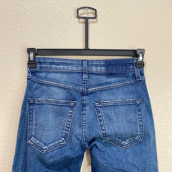 AMO DENIM Stix Crop Mid Rise Ankle Skinny Jeans Forever Blue Size 25 - Picture 6 of 9